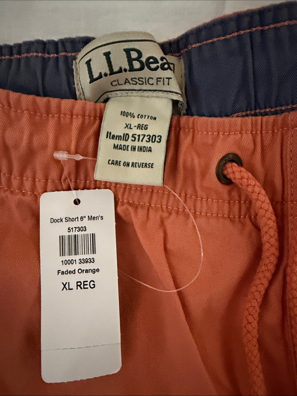 Men's Orange 6” Board Shorts with Drawstring - Picture 2 of 3